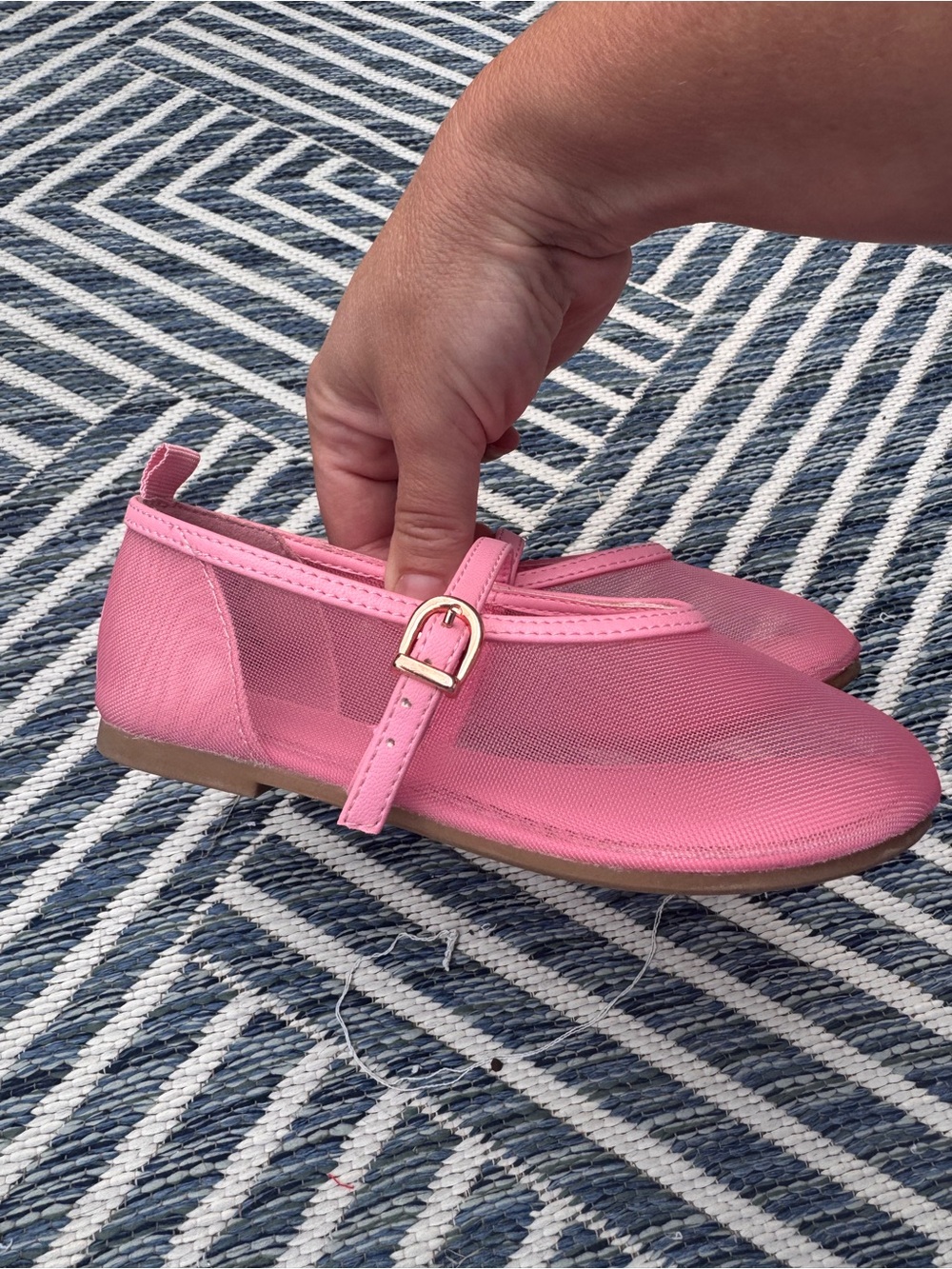 H&M Pink Mary Jane Flats with Gold Buckle